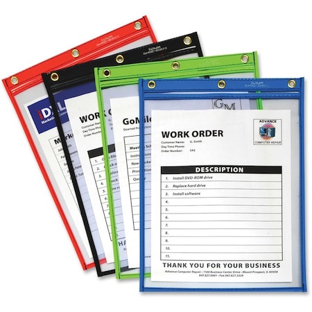 C-Line Products Shop Ticket Holder, Hvy-Dty, 9"x12", 20/BX, Ast/Clear 20PK CLI50920